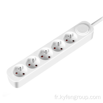 France 5-Socket Power Bround avec bouton